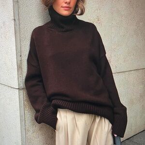 Elegant Brown Turtleneck Sweater